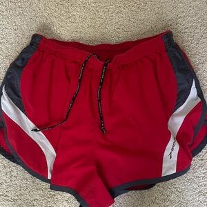 Brooks Red men’s Athletic Shorts with Black and White Accents